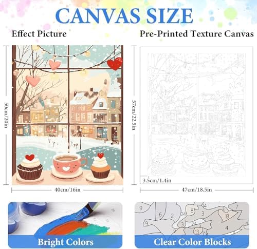 ZRIZQ Paint by Numbers Kit for Adults Beginner,Winter Landscape,16x20 - Image 2