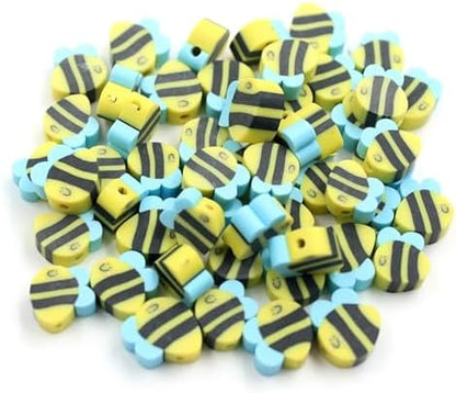 100 Pcs Polymer Clay Beads Mixed Heishi Spacer Beads Charms Supplies for DIY Bracelet Earring Necklace Jewelry Making (Bee) - Image 2