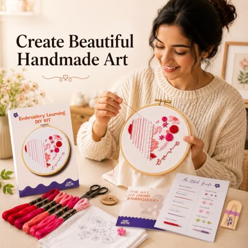 KNOT YOUR TYPE Beginner's Friendly Embroidery Learning DIY Kit - Love| Beginner Friendly Kits with All Stitching Materials | Hand Embroidery Kit for Adults | Perfect for Gifting DIY Kit - Image 5