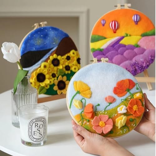 Wonafa DIY Wool Needle Felt Starter Kit, Beginner Needle Felt Kit with Wool Felt Bag, Felts Needles, Photo Frame, Foam Mat, Felts Cloth and Instructions for Home Decor, Art Crafts (K4) - Image 4
