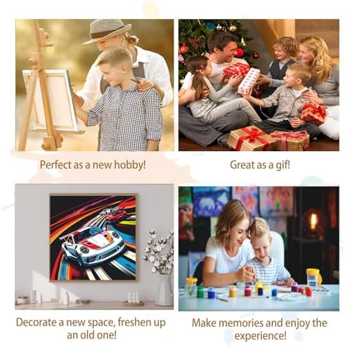 Artunion Framed Paint by Numbers Kit for Adults Beginners & Kids Ages 8-12,Racing Car Paint by Number with Frame,Car Lovers Paint by Numbers Kit on Canvas 10 * 10 Inch Without Easel - Image 7