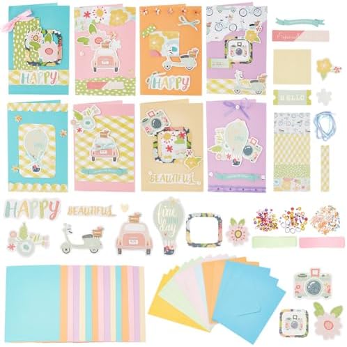 FREEBLOSS Set of 15 DIY Greeting Card Kit Card Making Kit Travel Theme Handmade Greeting Card Making Kit for Birthday Holiday Invitation Card Making Supplies 15 Cards 15 Envelopes by FreeandCreativeCraftsArt
