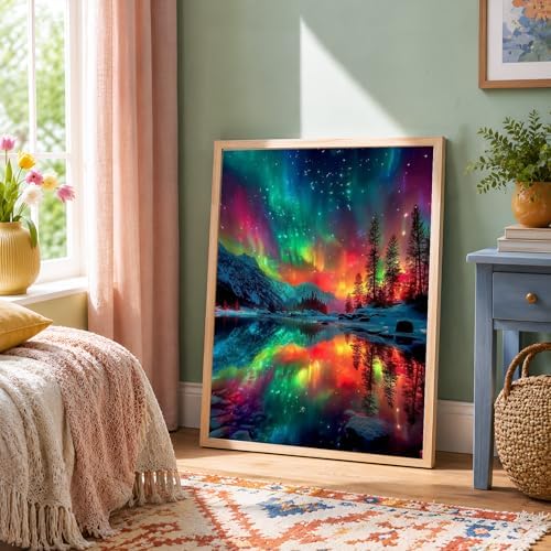 NXIKYO Aurora Paint by Numbers Kit for Adults Beginner, Starry Sky Adult Paint by Number Kits on Canvas, DIY Acrylic Oil Easy Painting by Numbers for Home Wall Decor 16 X 20 inch (Without Frame) - Image 3