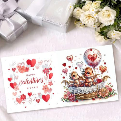 DIY Diamond Greeting Cards Set, 5D DIY Diamond Art Painting Festival Style Greeting Card, DIY Christmas Card Making Kits for Family Friends Handmade Gift-#17-6PC Pterosaur - Image 3
