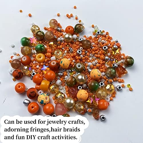 Assorted Glass Resin Beads Multi Size Colors Smooth Cracked Gravel Millet Spacer Beads for Bracelets Necklace Earring DIY Jewelry Making Craft(Orange Series) - Image 5