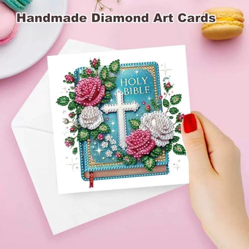 Zyvoreva 12 PCS Cross Diamond Painting Greeting Cards with Envelopes, Religious Diamond Art Kits for Adults, 5D DIY Bible Butterfly Art Crosses Cards for Birthday Baptism Sympathy Gifts (Cross) - Image 5