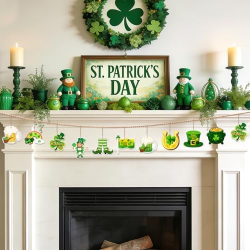 80PCS Wooden St. Patrick's Day Ornaments to Paint Shamrock Cutout Decorations,10 Styles DIY Blank Unfinished Wood Shamrock Cutouts Ornament for Tree Home Crafts Hanging, Hat Beer Gifts Indoor Spring - Image 3