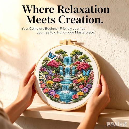 niurenmaoyi Scenery Embroidery Kit for Beginners,Sewing Kit for Adults - Image 3