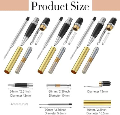 Colarr 12 Pack Woodturning Pen Kit Twist Ballpoint Pen Kit, Silver - Image 3