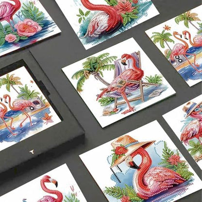 JISHSHAY 6 PCS Flamingo Diamond Painting Greeting Cards Flamingo Diamond Art Birthday Cards with Envelopes Gem Art Mosaic Kits for Adults, for Anniversary Valentine Thank You Graduation All-Occasion - Image 4
