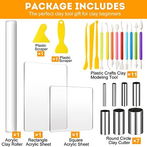 Honoson 23 Pcs Clay Sculpting Tools Set with Roller Cutters,Colorful - Image 2