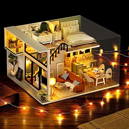 Flever Dollhouse Miniature DIY House Kit Creative Room with Loft Apartment Scene for Romantic Artwork Gift (Comfortable Life) - Image 5