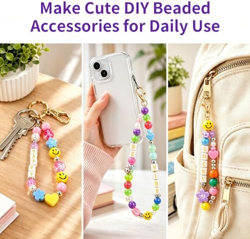 ZWODRSC 428 Pcs Acrylic Keychain Making Kit, Assorted Bag Charm Accessories with Star, Flower, Heart and Letter Beads, Bag Charm DIY for Personalized Crafts - Image 4