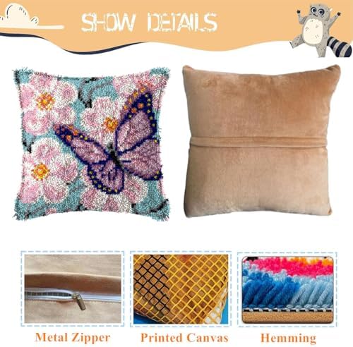 Butterfly in Flowers Latch Hook Kits for Adults Beginners, 17“ X 17" - Image 2