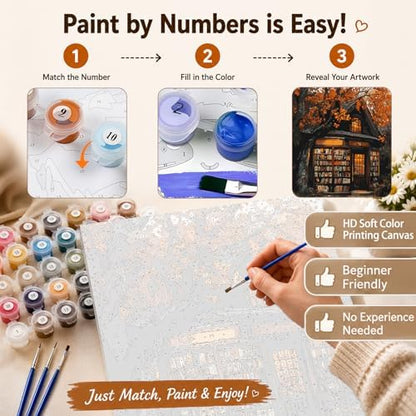 AUKELHJ Paint by Numbers Kit for Adults Beginner, Bookstore, 16X20 Inch - Image 5