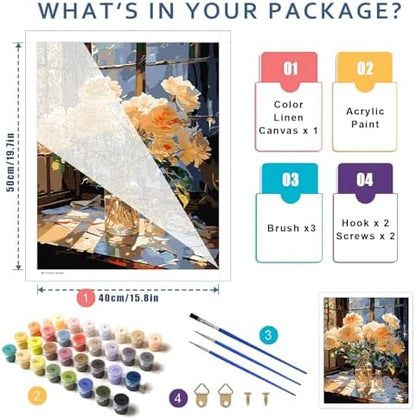HITO Flower Paint by Number for Adult, Floral Paint by Numbers for Adults - Image 2