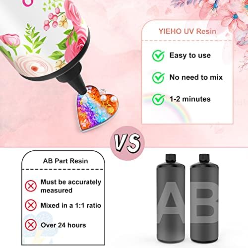 YIEHO 1000g UV Resin -Upgraded Crystal Clear Hard UV Fast Curing Epoxy Resin Supplies with Mat for Craft Jewelry Making 1KG - Image 3