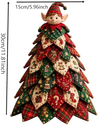 TREBIN DIY Patchwork Animal Kit, Fabric Sewing Set for Adults, Handmade Patchwork Craft Set for Decorative Gnome Halloween Christmas Ocean Animal Home Decor Project (Santa DIY Quilted Christmas Tree) - Image 7