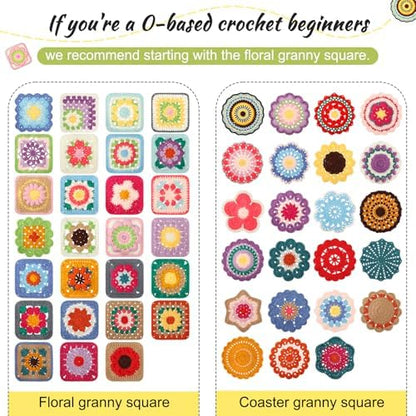 Katech Crochet Kit for Beginners, 50 Granny Squares Kit for Adults Beginner - Image 4