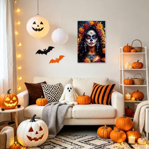 NAIMOER Halloween Paint by Numbers Kits for Adults Beginner with Wooden Framed, Women Flowers Color by Numbers on Canvas Painting Kits for Adults, Easy Paint DIY Acrylic for Home Wall Decor 8X12 Inch - Image 3