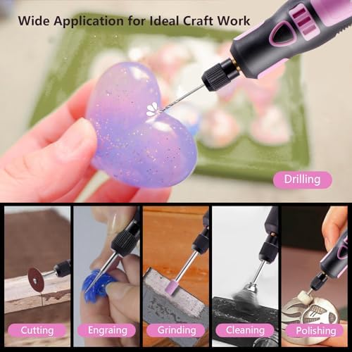 Cordless Resin Polishing Kit,Electric Resin Drill for Resin Casting Molds,Resin Tool with Mini Vice&143 Pcs Accessories,Resin Sander&Polishing Kit for Drilling,Carving,Polishing,Jewelry Making - Image 7