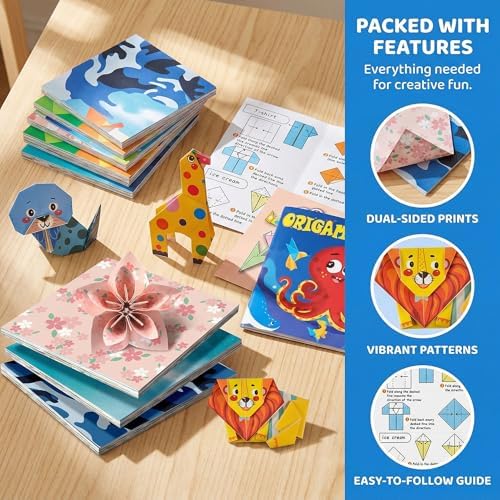 Craft Paper Kit for Adult,232 Sheets DIY Art and Crafts Supplies Colorful Floral Folding Papers Set Projects Gifts Activity Animal Fold Papers Kit - Image 2