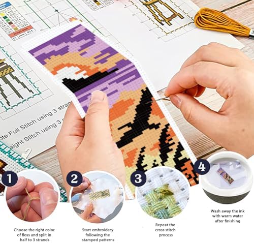 ORIGACH 6 Set Sunset Mountain Silhouette Cross Stitch Bookmark Kit - Image 4