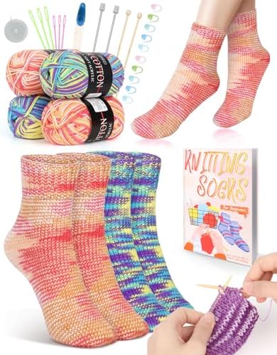 Katech Knitting Kit for Beginner Adults W/Socks Step-by-Step Instruction by Katech
