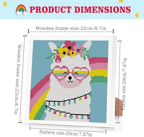 Lzyueyuan Alpaca Cross Stitch Kits for Beginners, Stamped Cross Stitch for Adults with Framed,Crafts for Girls 8-12 Embroidery Kit,11CT Cross-Stitch Arts and Crafts for Adults 8.7inX8.7in - Image 2