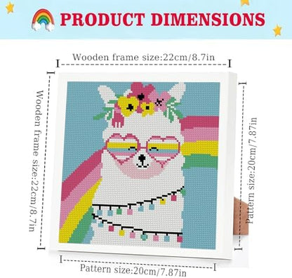 Lzyueyuan Alpaca Cross Stitch Kits for Beginners, Stamped Cross Stitch for Adults with Framed,Crafts for Girls 8-12 Embroidery Kit,11CT Cross-Stitch Arts and Crafts for Adults 8.7inX8.7in - Image 2