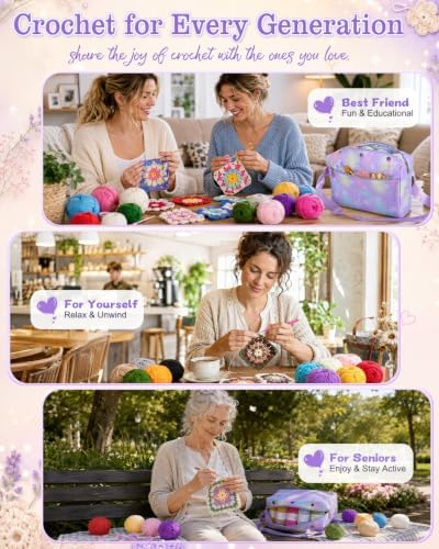 Aeelike Crochet Kit for Beginners Adult, Complete Knitting Yarn Kit, Purple - Image 6