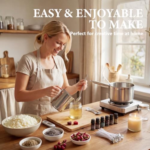 FUHITIM Soy Candle Wax Kit for Candle Making 5 lbs Bag, Premium Natural Soy Wax Flakes, No additives and Pure, 100 Cotton Candle Wicks, Fragrance Oils, Dried Flowers & Pigment Colors - Image 5