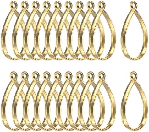 M METERXITY 20-Pack Open Bezels for Resin, Teardrop Shape Open Back Bezel Pendants for Resin Jewelry Making/DIY Earrings Necklace, Alloy Hollow Frame Pendants [Bright Gold] by MMETERXITY