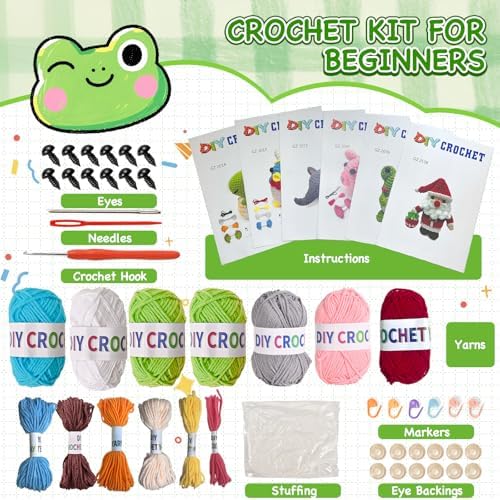 Alutaba Crochet Kit for Beginners Adults, 6pcs Animal Crochet Starter Kit - Image 2