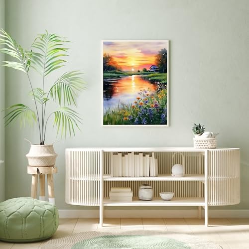 Yunruily Paint by Numbers Kits for Adults - Landscape Paint by Numbers for Adults Canvas,Sunset Paint by Number Adult for Gifts Home Wall Decor 16x20inch - Image 7
