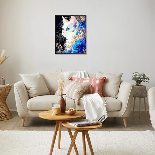 RICUVED Cat Paint by Numbers for Adults, Flowers Paint by Numbers Kit for Adults Beginners, DIY Acrylic Oil Painting on Canvas Easy for Gift Home Wall Decor 16x20 Inch - Image 3