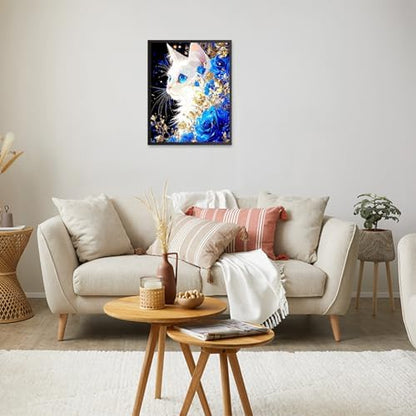 RICUVED Cat Paint by Numbers for Adults, Flowers Paint by Numbers Kit for Adults Beginners, DIY Acrylic Oil Painting on Canvas Easy for Gift Home Wall Decor 16x20 Inch - Image 3