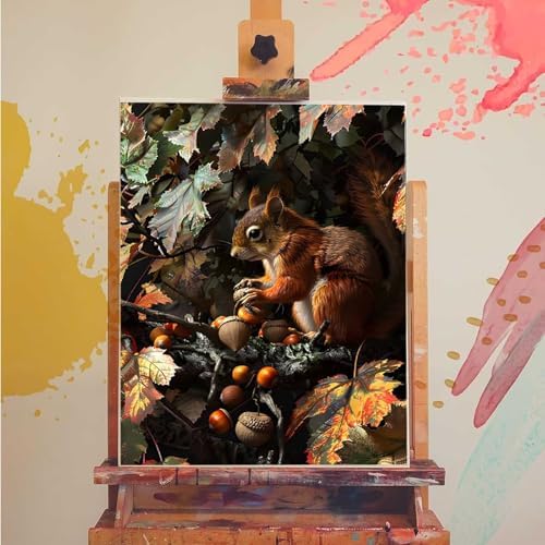 Squirrel Paint by Numbers Kit for Adults Animal Paint by Numbers on Canvas, DIY Acrylic Oil Painting Kits for Adults Beginners with Brushes, Hobbies for Women for Home Wall Decor Gifts 28x38 in D-50 - Image 3