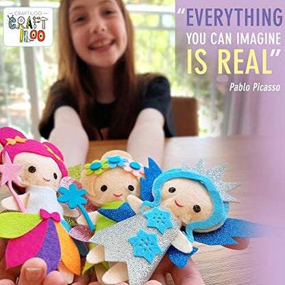 Fairy Sewing Kit for Kids Ages 5-12 - Beginner Kit, 5 Pre-Cut Felt Dolls - Image 2