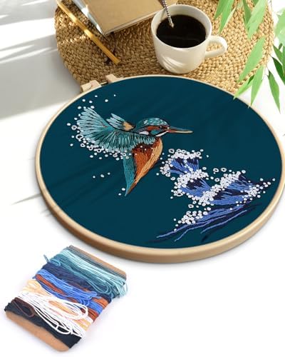TINDTOP Embroidery Kit for Beginners Adult, Kingfisher Embroidery Kit for Beginners Include Embroidery Cloth Hoops Threads for Craft Lover Hand Stitch with Embroidery Skill Techniques - Image 7