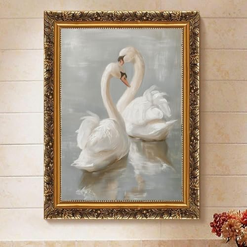 Vintage Swan Paint by Numbers Kit for Adults Framed Canvas, Frameworkless - Image 2