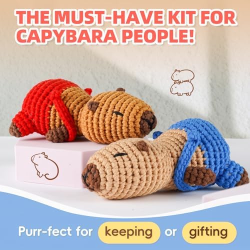 Crochet Kit for Beginners, Capybara Animal Kits for Adults, Amigurumi Set - Image 2