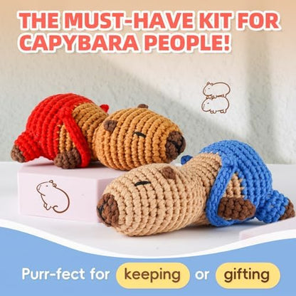 Crochet Kit for Beginners, Capybara Animal Kits for Adults, Amigurumi Set - Image 2