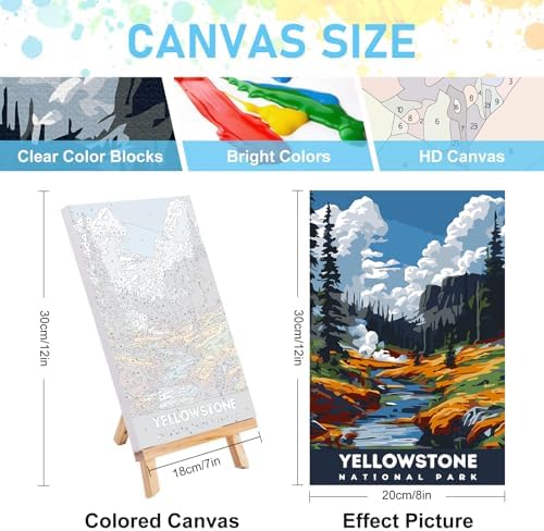 4 Pack Framed Paint by Numbers Kit for Adults with Wooden Easel, 8x12 Inch - Image 3