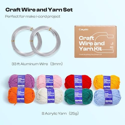 Caydo Aluminum Craft Wire & Acrylic Yarn Skeins Kit for iCord Beginners - Image 2