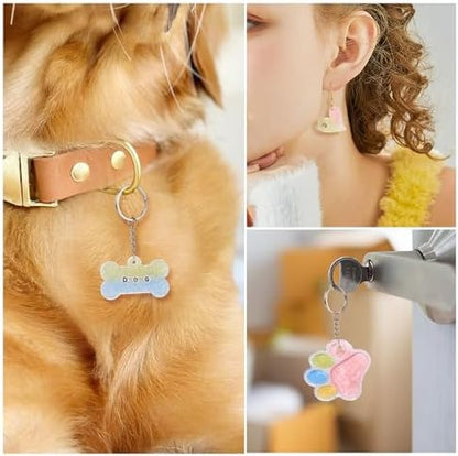 Pet Tag Silicone Mold DIY Earring Resin Molds Dog Cat Heart Resin Casting Molds & 60Pcs Earring Hooks 100Pcs Jump Rings for DIY Keychain Cat Collar Earring Jewelry Making - Image 4