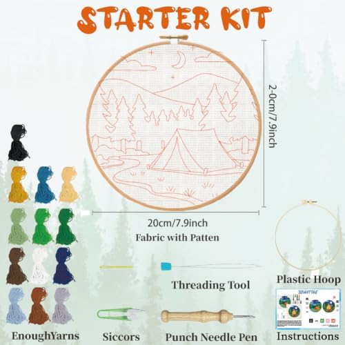 BEUNITONE 2PCS Punch Needle Kits for Adult Beginners with Pre-Print Pattern - Image 2