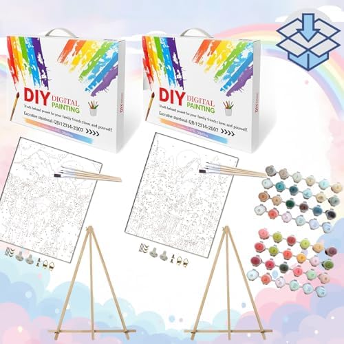 BAISITE Paint by Numbers Kit for Adults Beginners,16" Wx20 L 2 Pack Canvas for Painting Kits for Adults in Colorful Box 7172 Already Framed - Image 3