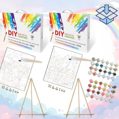 BAISITE Paint by Numbers Kit for Adults Beginners,16" Wx20 L 2 Pack Canvas for Painting Kits for Adults in Colorful Box 7172 Already Framed - Image 3