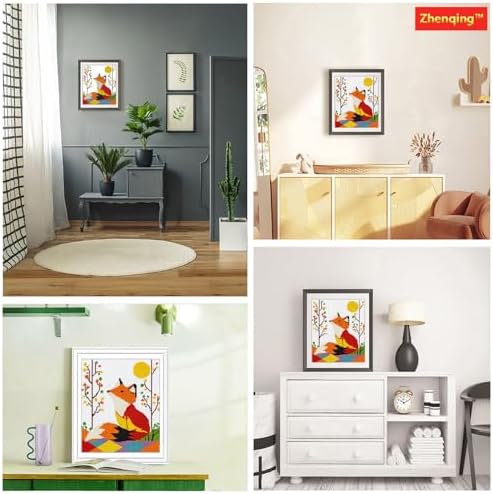 Zhenqing Geometric Red Fox Stamped Cross Stitch Kit for Adults Beginners, 11CT Printed Cross Stitch on White Cotton Fabric, Woodland Animal DIY Needlework Home Decor (66158) - Image 6